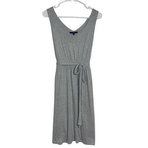 Gap Woman’s Light Grey Sleeveless Midi Dress with Layered Top & Sash